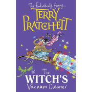 Four paperback Terry Pratchett fantasy books including Dragons at Crumbling Castle and The Witch's Vacuum Cleaner, published by Corgi Ltd.