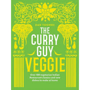 Two books from The Curry Guy Veggie collection by Dan Toombs and Hari Ghotra, featuring healthy Indian curry recipes and colorful dish photos.