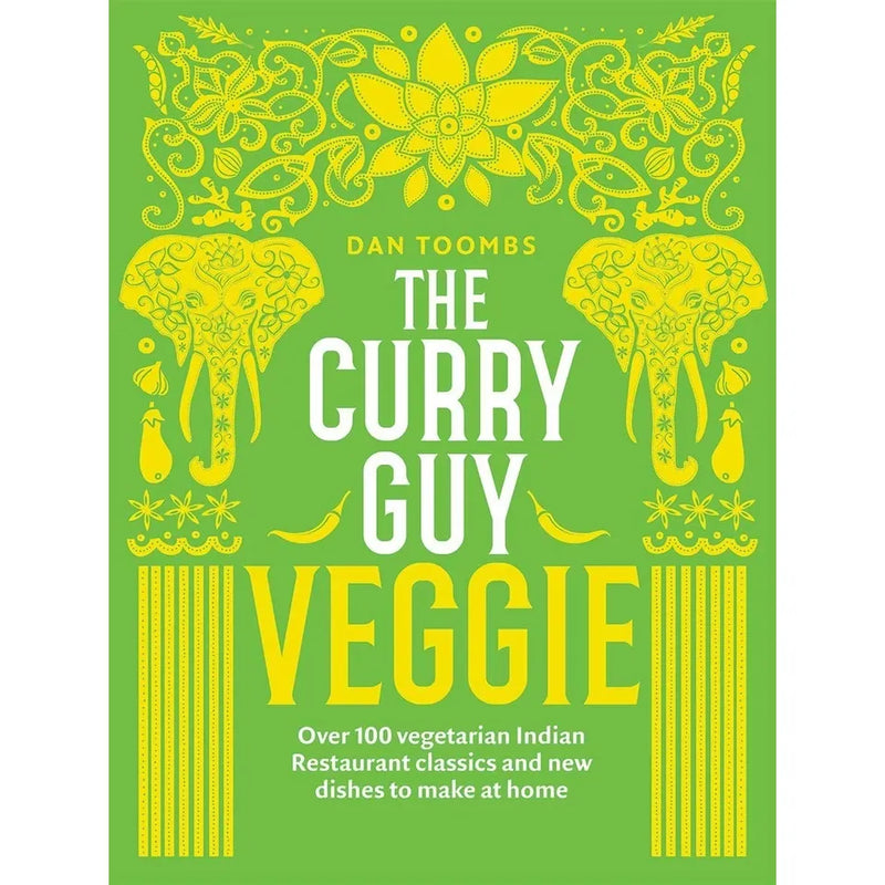 Two books from The Curry Guy Veggie collection by Dan Toombs and Hari Ghotra, featuring healthy Indian curry recipes and colorful dish photos.