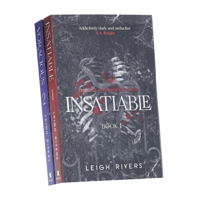 Hachette collection of Leigh Rivers' The Edge of Darkness Trilogy, featuring the fiction books Insatiable and Voracious, displayed together.