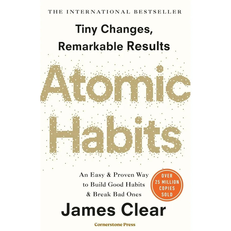 Set of two paperback non-fiction books: Atomic Habits by James Clear and Micro-Habits by Jake Humphrey, published by Cornerstone Press.