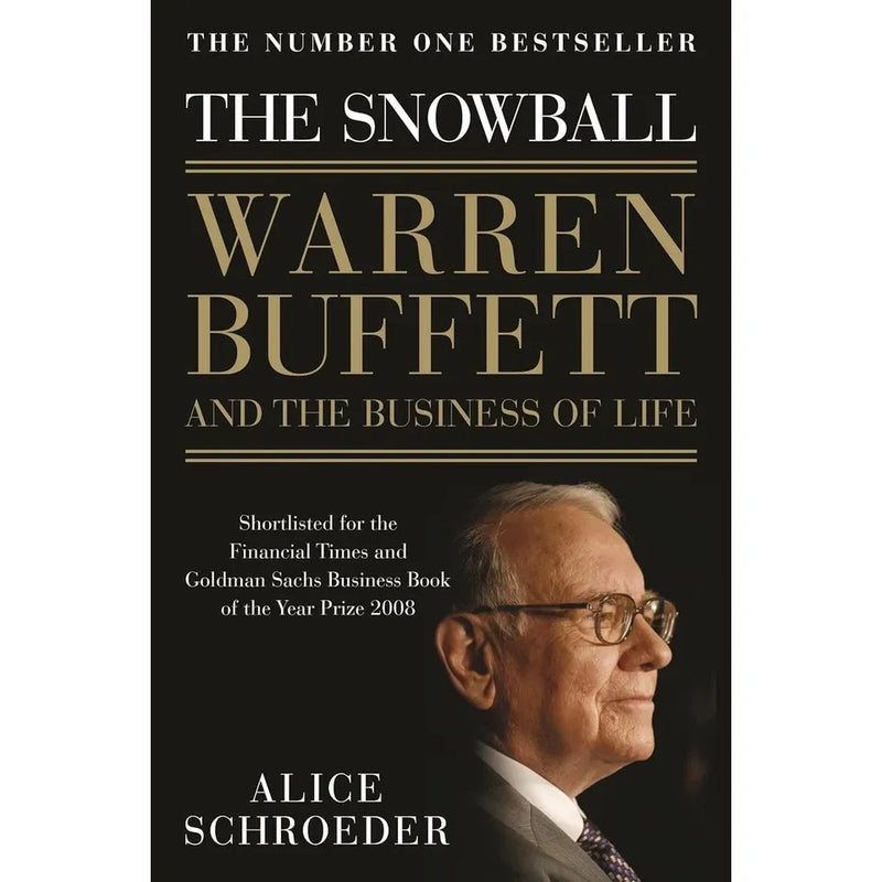 Three-book collection set of The Snowball by Mary Buffett, David Clark, and Alice Schroeder, featuring biographies of Warren Buffett.