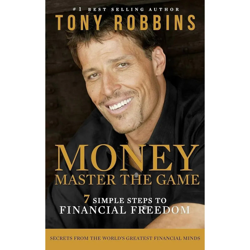 Five paperback Tony Robbins books including Money Master the Game, Awaken The Giant Within, and Unlimited Power by Simon & Schuster