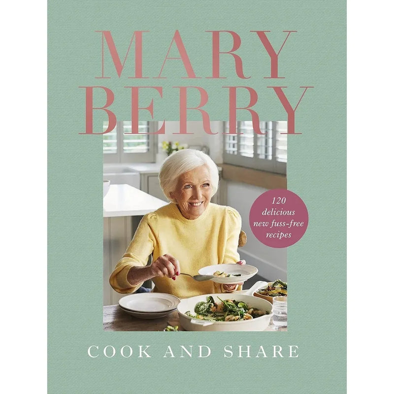 Mary Berry Cook and Share & Mary's Foolproof Dinners hardcover book set with colorful cover images from the BBC Books collection.