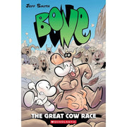 Jeff Smith Bone 6-Book Collection set including Out from Boneville, The Great Cow Race, Eyes of the Storm, paperback fiction by Scholastic Ltd.