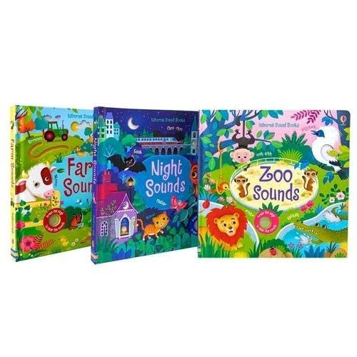 Usborne Sound Books 3 Books Collection Set by Sam Taplin - Night Sounds Zoo Sounds & Farm Sounds - Ages 0–2 - Paperback