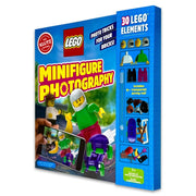 LEGO Minifigure Photography book by Scholastic featuring colorful LEGO minifigure images and photography tips, cover view.
