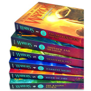Six-book collection of Warriors: A Vision of Shadows series by Erin Hunter, featuring colorful cover art and book spines.
