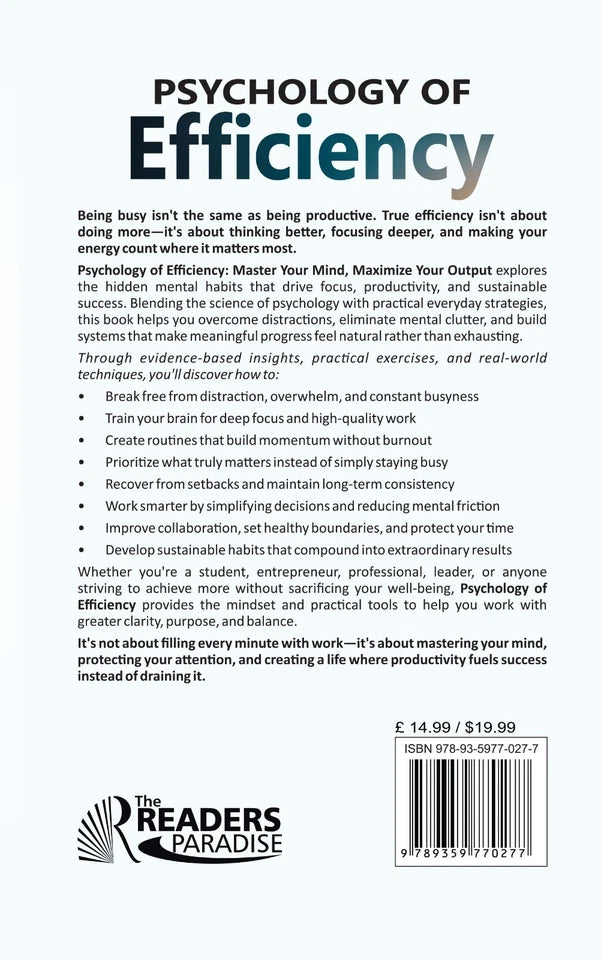 Psychology Of Efficiency Master Your Mind Maximize Your Output By Rishav - Non Fiction