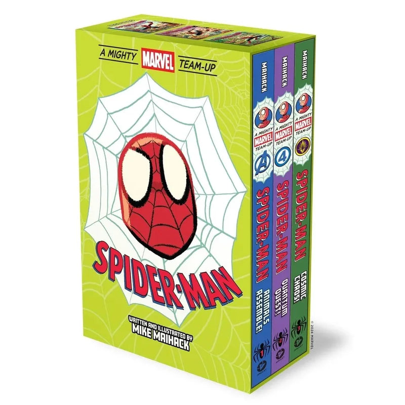 Spider-Man Marvel team-up 3-book collection box set by Mike Maihack, hardcover Abrams Fanfare edition with colorful comic covers