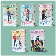 Off-Campus Series 5-book boxed set by Elle Kennedy, featuring sprayed edges and titles: The Deal, The Mistake, The Score, The Goal, and The Legacy.