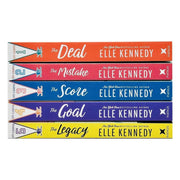 Off-Campus Series 5-book box set by Elle Kennedy, featuring sprayed edge design, including The Deal, The Mistake, The Score, The Goal, and The Legacy.
