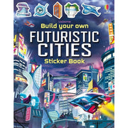 Usborne Build Your Own Sticker Books Collection - 2 Book Set: Dinosaurs and T. Rex + Futuristic Cities | Interactive Build-Your-Own Sticker Activity Books for Kids - The Book Bundle