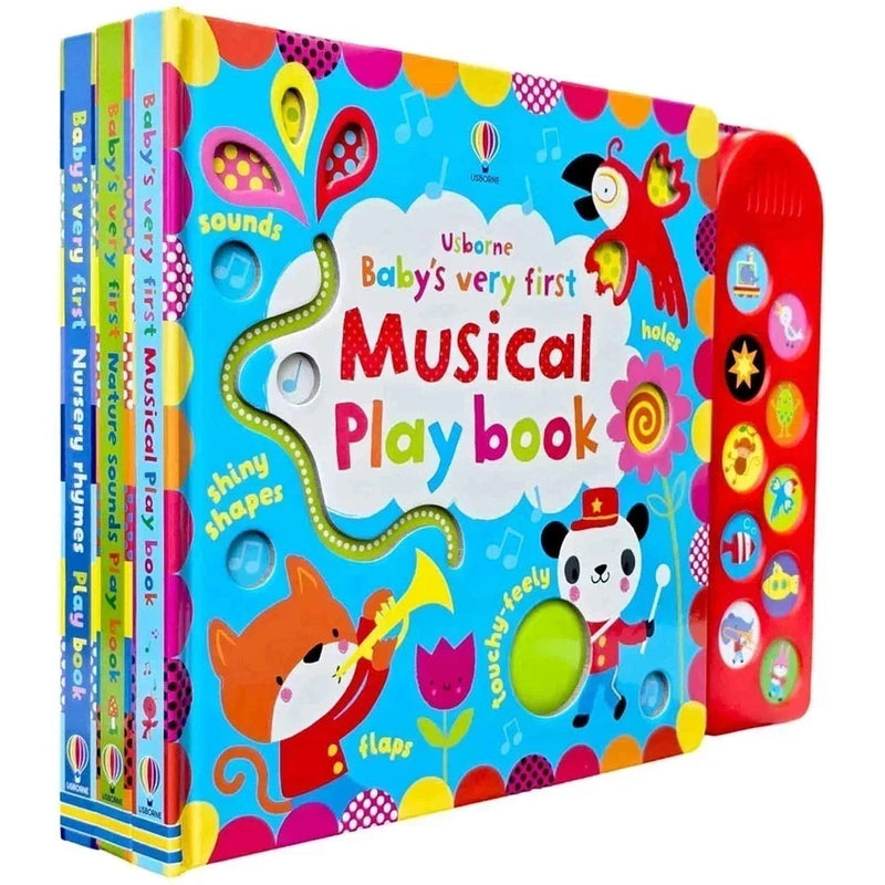 Set of three Usborne Baby's Very First Books by Fiona Watt, colorful board books for ages 0-3, shown in the image.