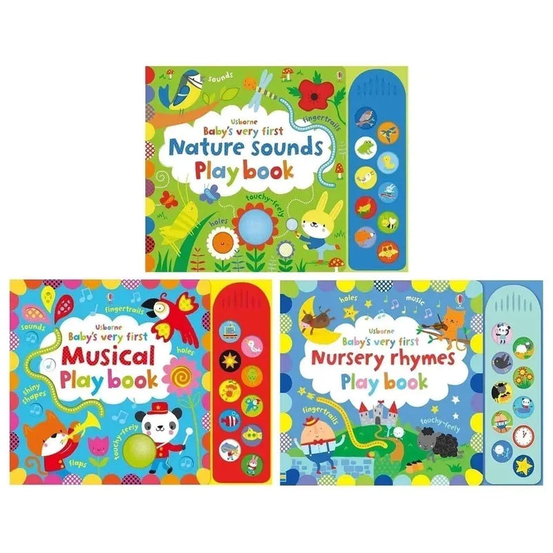 Set of three Usborne Baby's Very First Books by Fiona Watt, colorful board books for children ages 0-3, suitable for early learning.