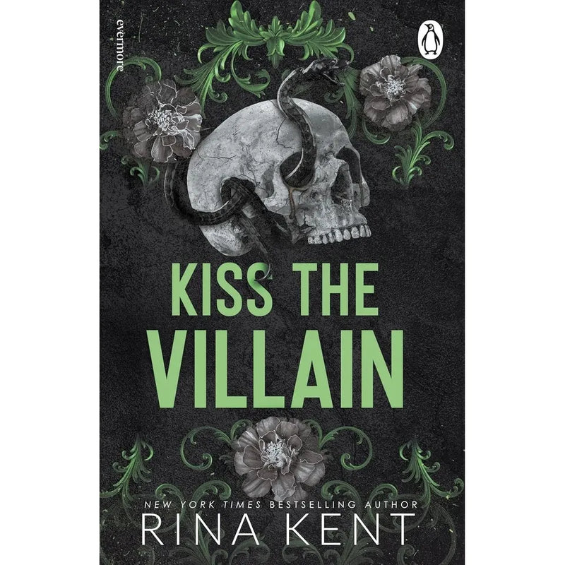 Evermore Ltd. The Villains Series 2 Books Collection Set by Rina Kent featuring Kiss the Villain and Hunt the Villain in a display image.