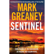 Six paperback fiction books from the Gray Man series by Mark Greaney, featuring the Sphere brand on the covers.