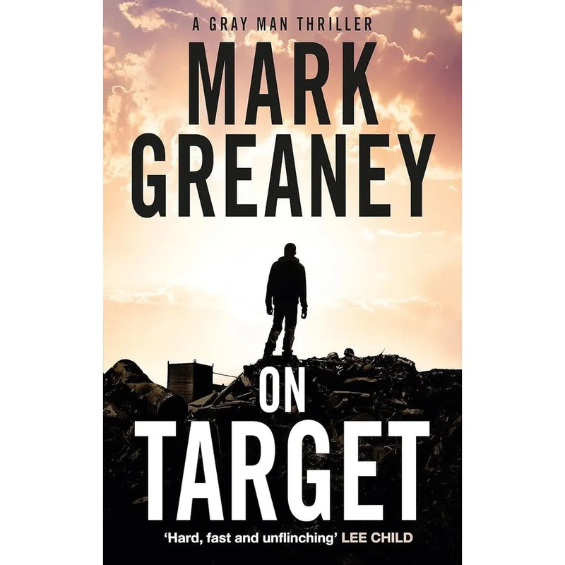 Six paperback books from the Gray Man series by Mark Greaney, featuring spines with titles and author name on the Sphere collection set.