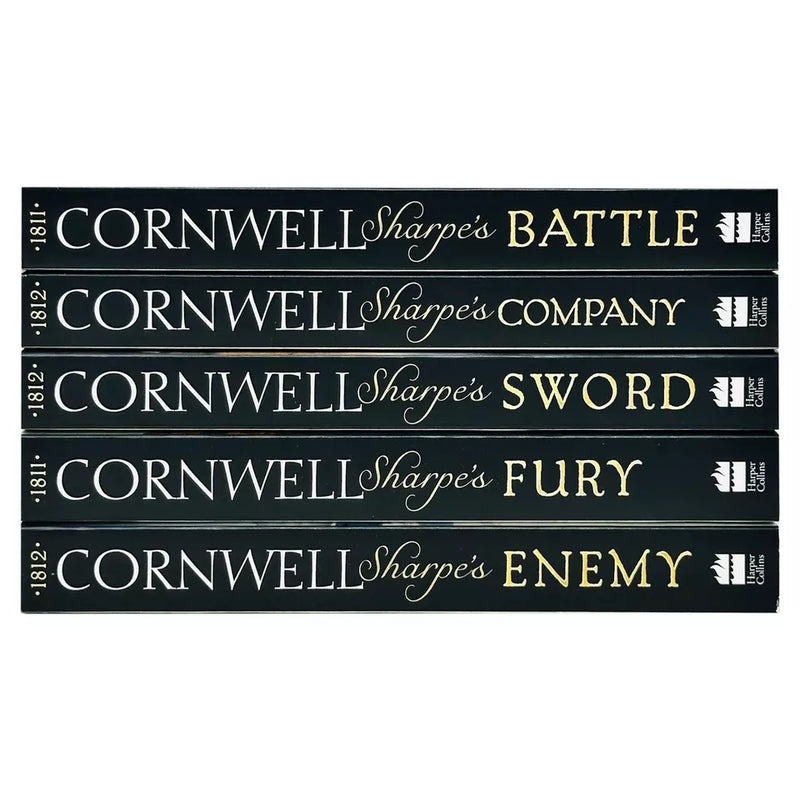 Bernard Cornwell Sharpe Series 5-book collection set in paperback, featuring historical fiction covers with character illustrations.