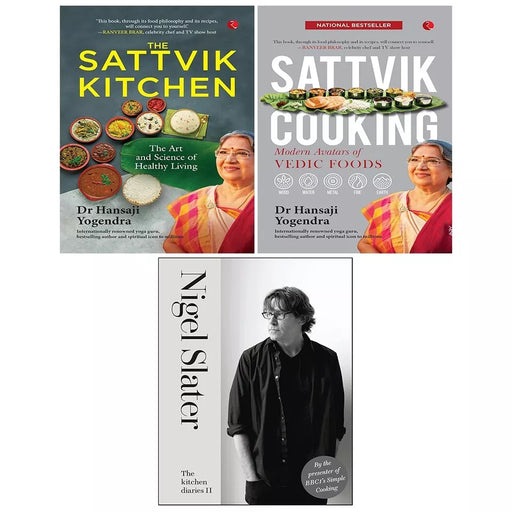 Sattvik Kitchen,Kitchen Diaries II Nigel Slater (HB),Sattvik Cooking 3 Books Set - The Book Bundle