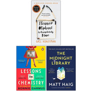 Three paperback contemporary fiction books by Gail Honeyman, Bonnie Garmus, and Matt Haig from HarperCollins, Penguin, and Canongate.