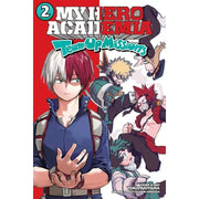 My Hero Academia Team-Up Missions Volume 1-5 collection books set by Yoko Akiyam, featuring colorful manga covers and characters.