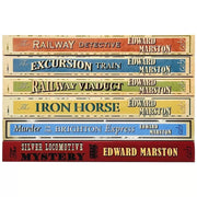 Railway Detective Series 6 books set by Edward Marston, historical mystery novels with vintage railway train covers.
