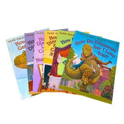 Six-book How Do Dinosaurs collection by Jane Yolen and Mark Teague, featuring colorful dinosaur illustrations from Harper Collins.