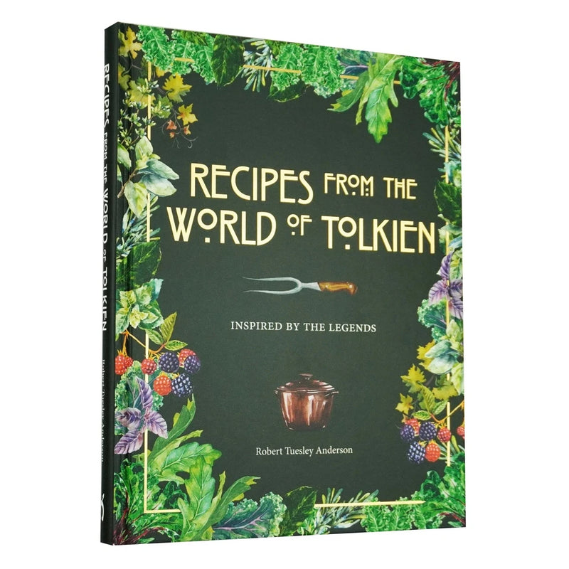 Pyramid-shaped book cover of Recipes from the World of Tolkien by Robert Tuesley Anderson, featuring fantasy-inspired illustrations.