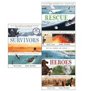 David Long 3 Books Collection Set featuring Survivors, Heroes, and Rescue by Faber & Faber Ltd, with colorful cover art.