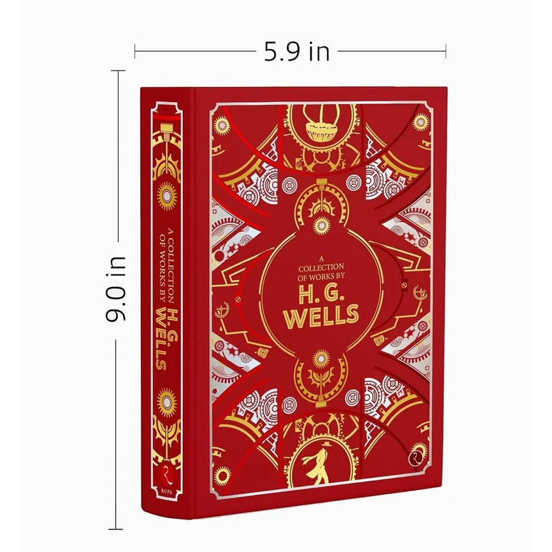 Deluxe leather-bound hardback collection of H.G. Wells works by Rupa Publications, featuring embossed gold details on the cover.