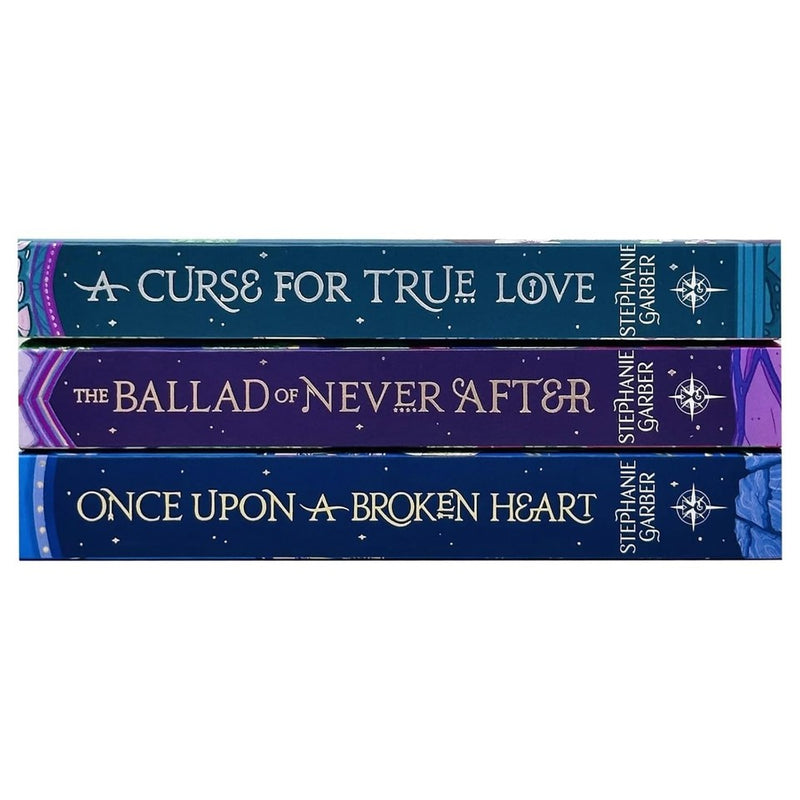 Set of three Stephanie Garber Once Upon a Broken Heart series books by Hodderscap, featuring colorful fantasy book covers.