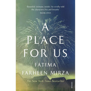 Set of two paperback fiction books, "Lessons in Chemistry" by Bonnie Garmus and "A Place for Us" by Fatima Farheen Mirza, Hogarth edition.