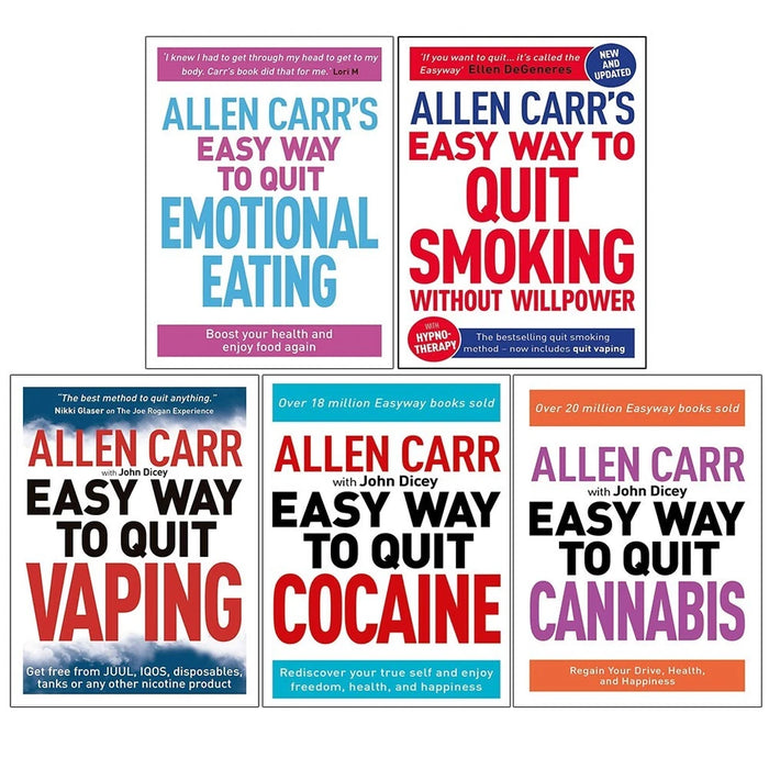Allen Carr Collection 5 Books Set Quit Smoking Without Willpower,Emotional Eating - The Book Bundle
