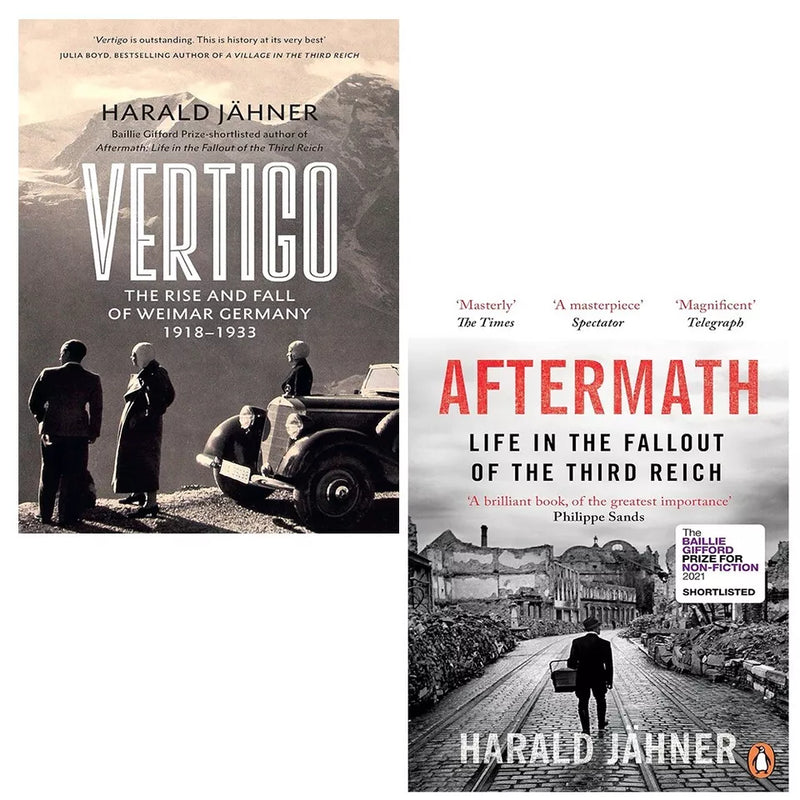 Harald Jähner Collection 2 Books Set Vertigo Rise Fall Weimar and Aftermath by WH Allen, featuring book covers with historical themes.