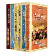 Railway Detective Series 6 books collection by Edward Marston, featuring classic mystery novels with train-themed covers.