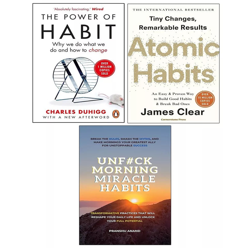Atomic Habits James Clear,UnF#ck Morning Miracle Habits, Power of Habit 3 Books Set - The Book Bundle