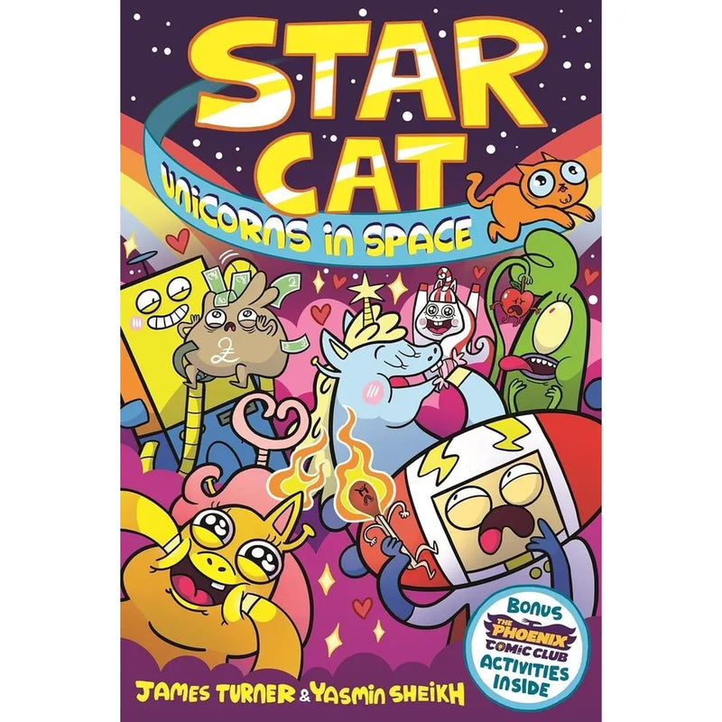 Star Cat Series 2 Books Collection by James Turner and Yasmin Sheikh, featuring colorful fantasy and adventure scenes from the fiction set.