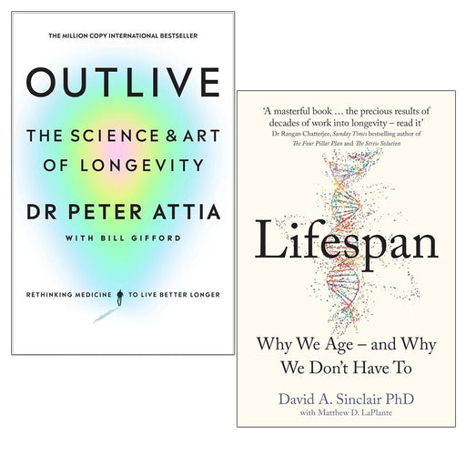 Outlive by Peter Attia & Lifespan by Dr David A Sinclair 2 Books Collection Set - The Book Bundle