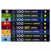 My First STEAM + Words Library boxed set by Chris Ferrie, includes 8 educational books on science, technology, engineering, arts, and math.