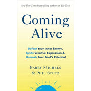 Vermilion book set with three titles by Phil Stutz and Barry Michels, including Coming Alive and Lessons for Living, on a white background.