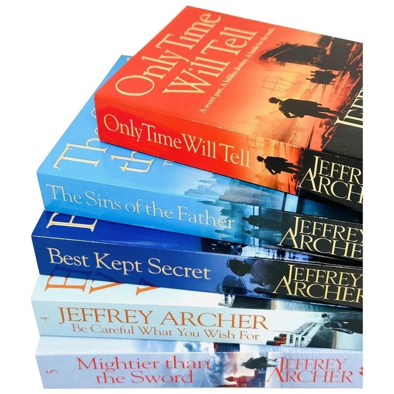 Set of five Jeffrey Archer Clifton Chronicles paperback books in a pan collection, featuring colorful book covers.