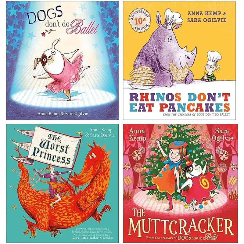 Anna Kemp Collection 4 Books Set Dogs Don't Do Ballet, Rhinos Don't Eat Pancake - The Book Bundle