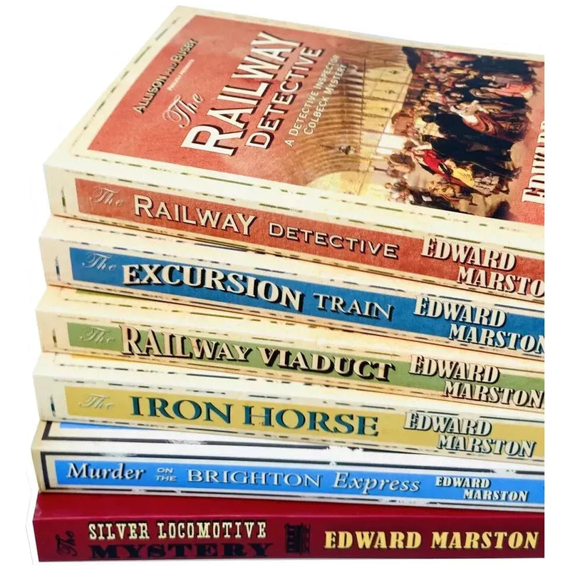 Railway Detective Series 6 books collection set by Edward Marston, featuring classic mystery novels in a boxed edition.