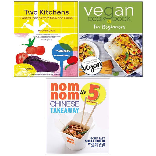 Two Kitchens Rachel Roddy,Vegan Cookbook Iota,Nom Nom Chinese Takeaway 3 Books Set - The Book Bundle