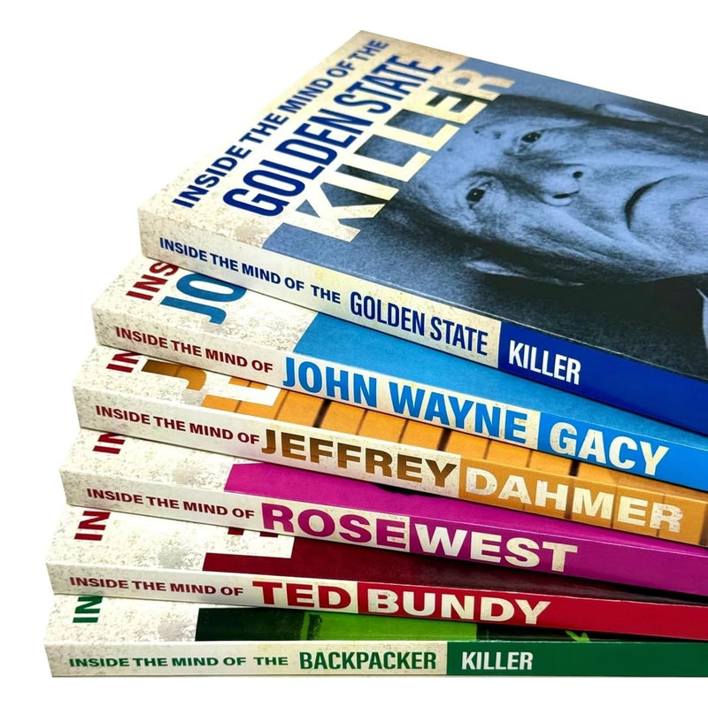 Inside the Mind of book collection by Brad Hunter, featuring six books with titles on crime and criminal psychology.