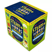 My First STEAM + Words Library boxed set by Chris Ferrie featuring 8 colorful educational books for young learners.