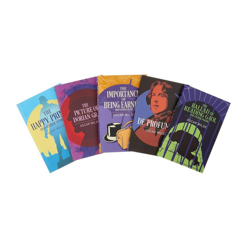Oscar Wilde 5-book collection box set by Arcturus Publishing, featuring classic fiction paperbacks with colorful covers.