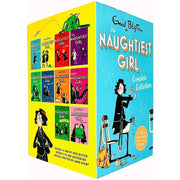 Complete collection of ten Enid Blyton Naughtiest Girl books in a Hodder Children's Books box set, featuring colorful book covers.