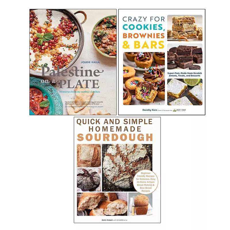 Palestine on a Plate,Homemade Sourdough,Crazy For Cookies Brownies Bars 3 Books Set - The Book Bundle